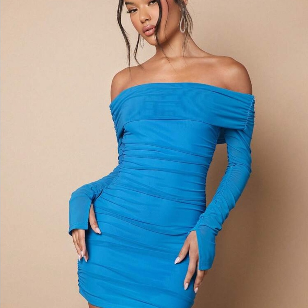 SHEIN Ruched Long Sleeve Dress